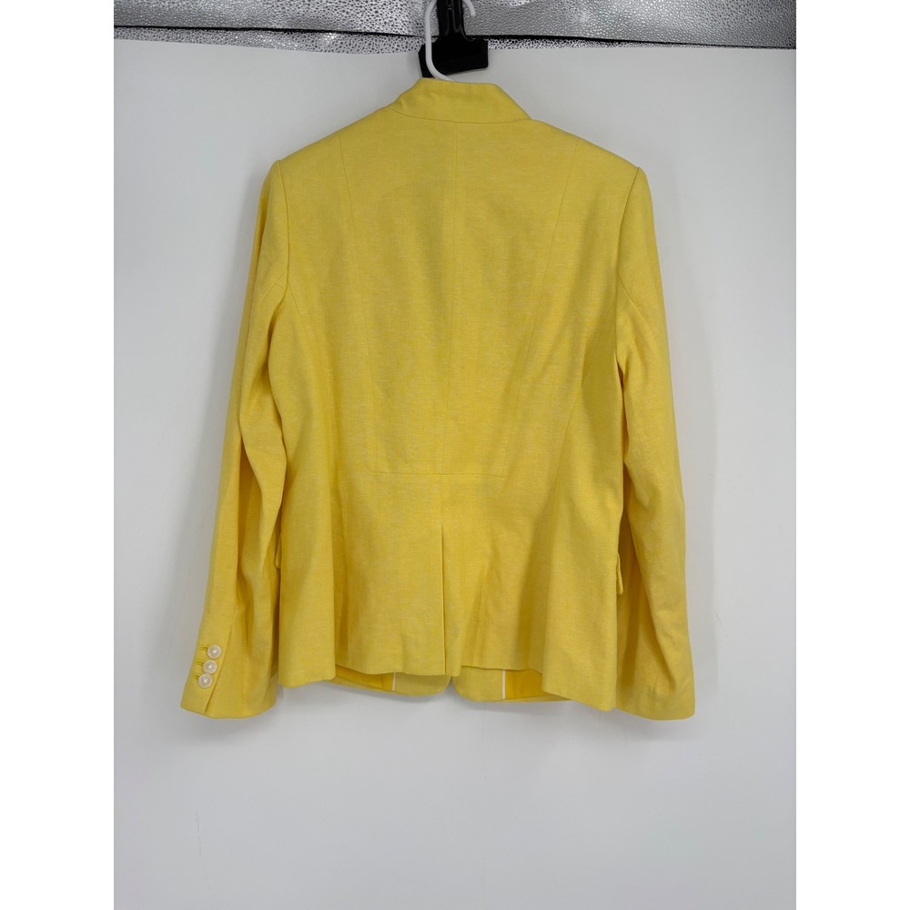 Banana Republic Blazer Womens 10 Yellow Stretch Linen Single Button Professional - Picture 6 of 11